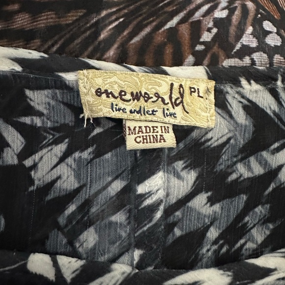 ONE WORLD Multicolor Patterned Blouse, PL - Picture 3 of 3